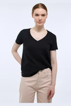 Monoprix T-shirt manches courtes uni contenant du lin