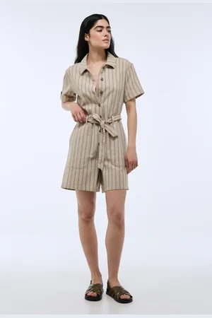 Monoprix Combinaison short rayée manches courtes en coton