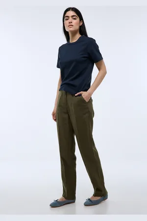 Monoprix Pantalon carotte à taille semi-élastiquée en lin