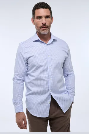 Monoprix Chemise ville col italien à carreaux