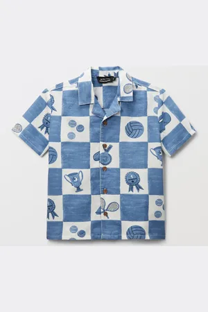 Monoprix Chemise manches courtes imprimée en coton et lin