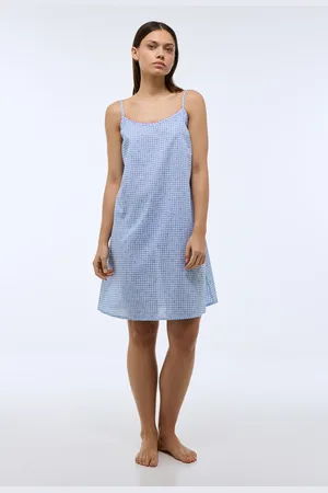 Monoprix Chemise de nuit à fines bretelles imprimée en voile de coton