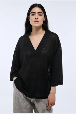Monoprix T-shirt à manches coudes en lin