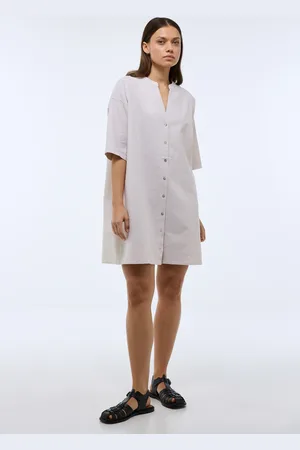 Monoprix Robe midi unie en lin et coton