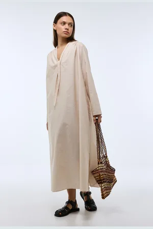 Monoprix Robe midi unie en lin et coton