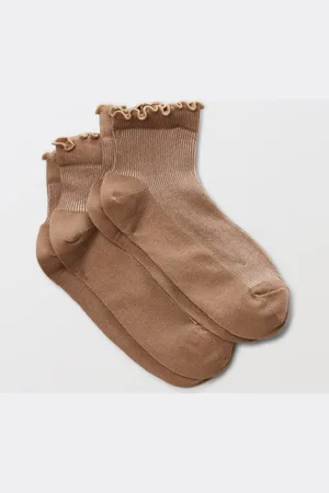 Monoprix Lot de 2 paires de socquettes à bord fantaisie en coton