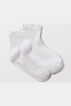Monoprix Lot de 2 paires de socquettes à bord fantaisie en coton