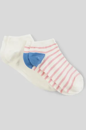 Monoprix Lot de 2 paires de mini-socquettes fantaisie à rayures en fil d