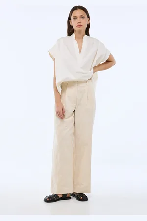 Monoprix Pantalon large fantaisie ceinturé