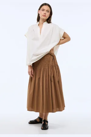 Monoprix Jupe midi plissé unie en coton