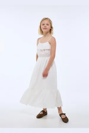 Monoprix Robe longue à bretelles et broderies en coton BIO GOTS
