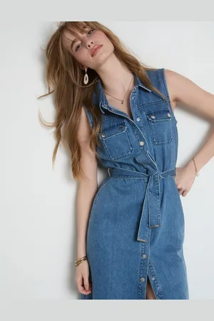 Morgan Robe midi trapèze en jean femme