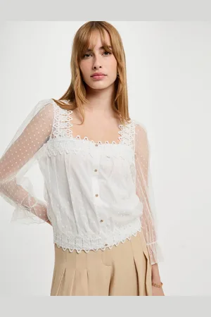 Morgan T-shirt manches 3/4 plumetis femme