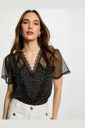 Morgan T-shirt manches courtes à pois femme