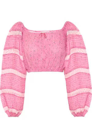 LOVESHACKFANCY Top Albertina raccourci en coton