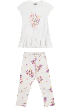 MONNALISA Ensemble t-shirt et legging en coton mélangé à fleurs