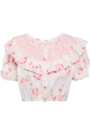 LOVESHACKFANCY Top Elania en coton à fleurs