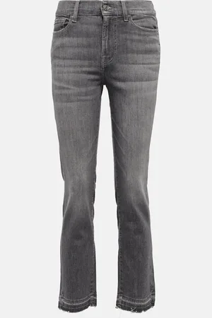 7 for all Mankind Jean droit raccourci à taille mi-haute