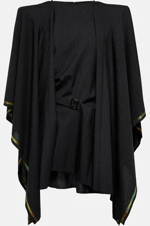JUNYA WATANABE Robe cape rayée en laine mélangée