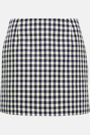 Ami Mini-jupe en coton et laine à carreaux
