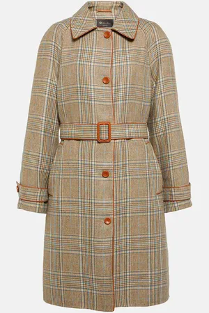 Loro Piana Manteau en lin, cachemire et laine à carreaux