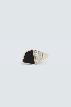 Rainbow K Bague Esteve en or 9 ct, diamants et onyx