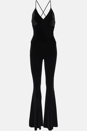Norma Kamali Combi-pantalon évasée en velours