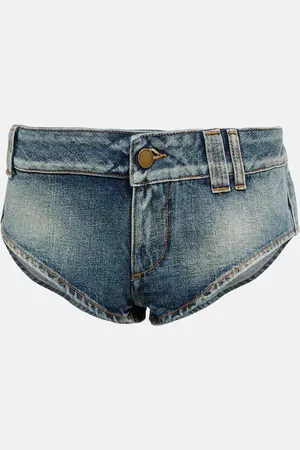 Alessandra Rich Mini-short en jean à cristaux