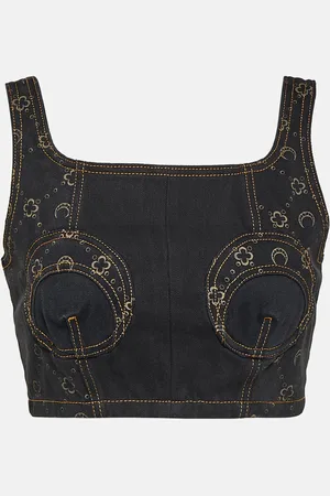 Marine Serre Bustier raccourci en jean Regenerated