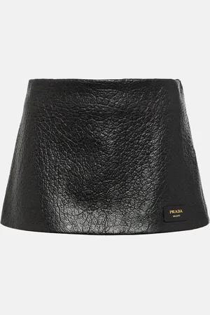 Prada Mini-jupe à taille basse en cuir