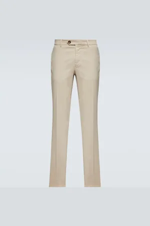 Brunello Cucinelli Pantalon slim à taille mi-haute en coton mélangé