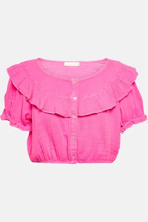 LOVESHACKFANCY Top raccourci Elania en coton