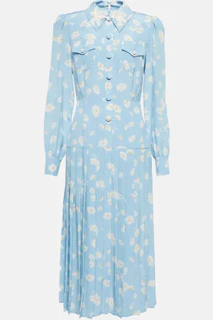Alessandra Rich Robe chemise en soie à fleurs