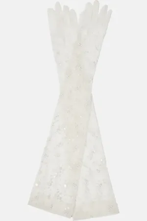 Safiyaa Gants de mariée en tulle