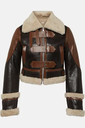 BLUMARINE Veste en cuir et shearling