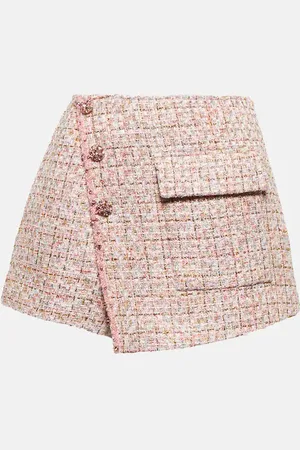 Self-Portrait Short à taille haute en tweed