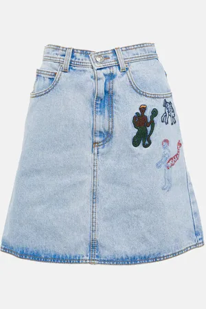 Marni Mini-jupe brodée à taille haute en jean