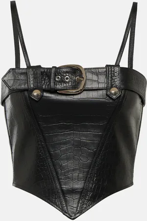 Alessandra Rich Top en cuir embossé