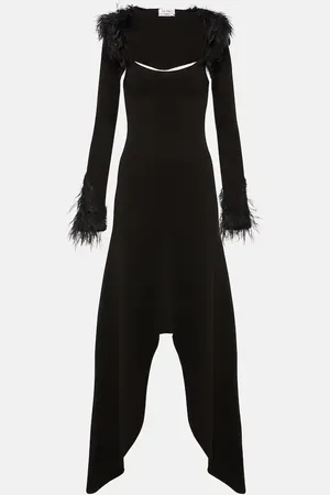 The Attico Robe longue à plumes