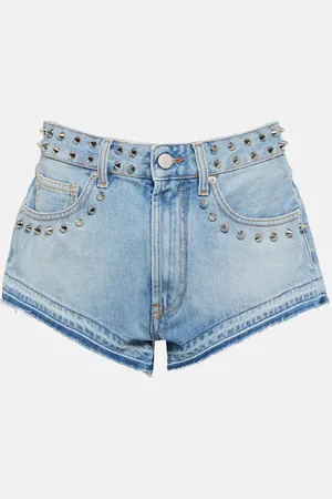 Alessandra Rich Short à taille mi-haute en jean