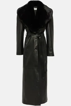 MAGDA BUTRYM Manteau en cuir et fourrure synthétique