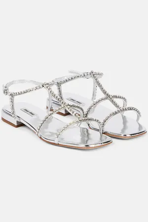 Miu Miu Sandales en cuir métallisé à ornements