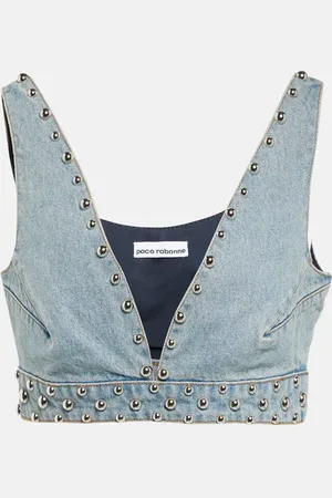 Paco rabanne Brassière en jean à clous