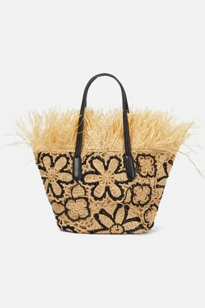 Oscar de la Renta Sac panier en crochet à fleurs