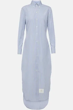 Thom Browne Robe chemise rayée en coton