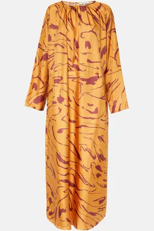 ASCENO Robe longue Valencia en soie imprimée