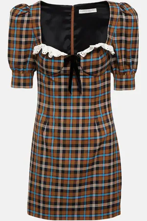 Alessandra Rich Robe en laine à carreaux