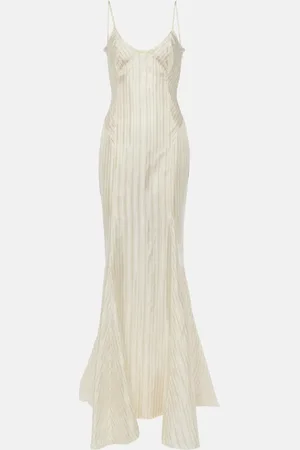 The Attico Robe longue rayée en satin