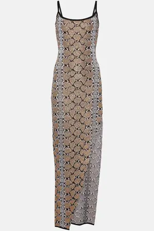 Balmain Robe longue à motif serpent