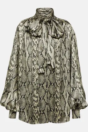 Balmain Blouse en soie à imprimé serpent